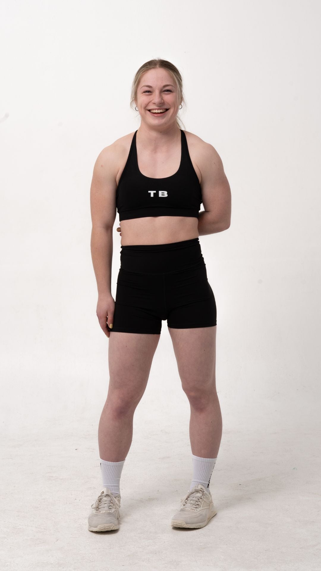 Black, high waist, tight shorts for gym, training, athleisure