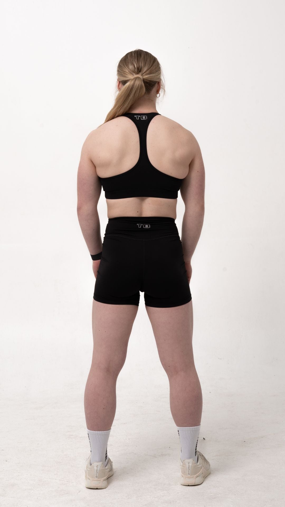 Black, high waist, tight shorts for gym, training, athleisure